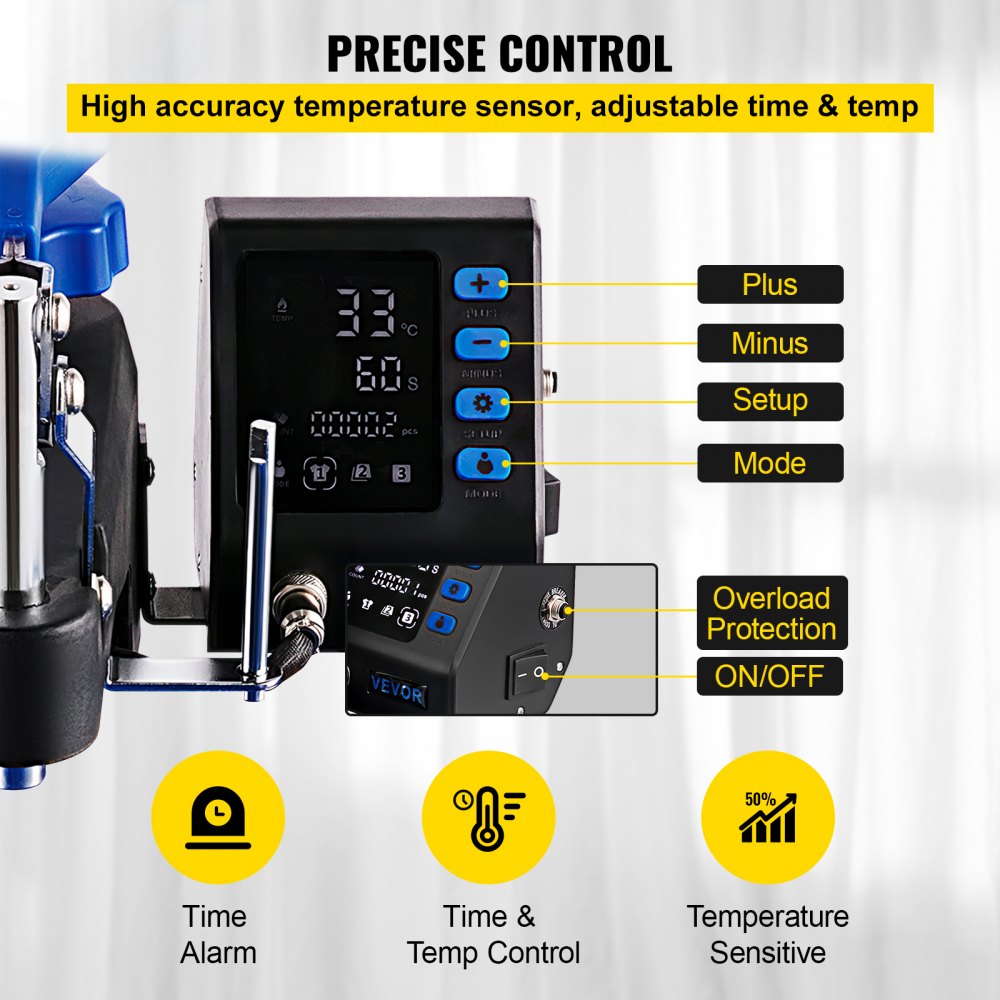 VEVOR Transferpresse  6 in 1 Heißpresse Maschine 38 x 29 cm T-shirt Presse Maschine 1000 W  Hitzepresse Maschine DIY Heat Press Blau und Schwarz Digitaler LED-Temperatur und Zeitcontroller