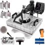 VEVOR 10 in 1 Hitzepresse 38 x 30 cm Transferpresse 360-Grad-Drehbar Multifunktionale Sublimation Weiß Textilpresse Heißpresse Maschine T-Shirtpresse Becherpresse Tassenpresse für Hüten Tellern Tassen