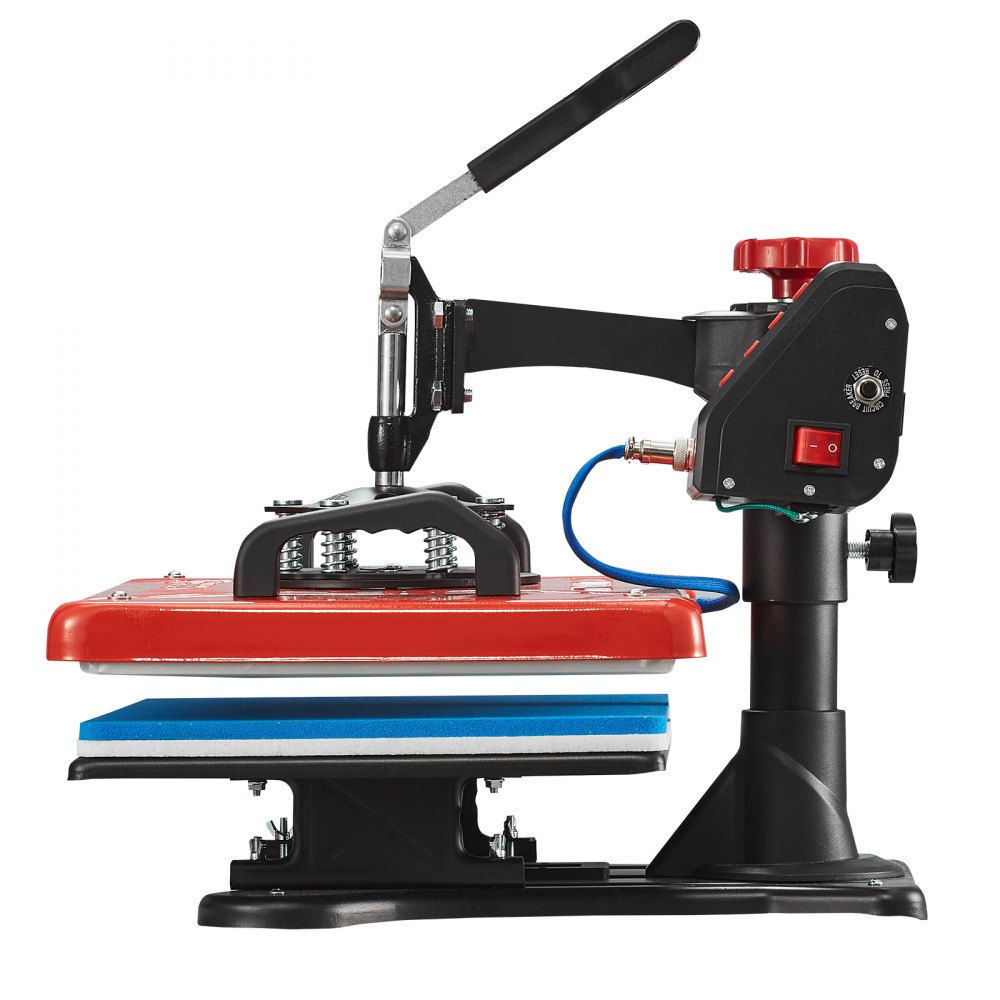 VEVOR Transferpresse 38 x 30 cm Hitzepresse 10 in 1 T-Shirtpresse Rot Textilpresse Heißpresse 360-Grad-Drehbar Multifunktionale Sublimationsmaschine