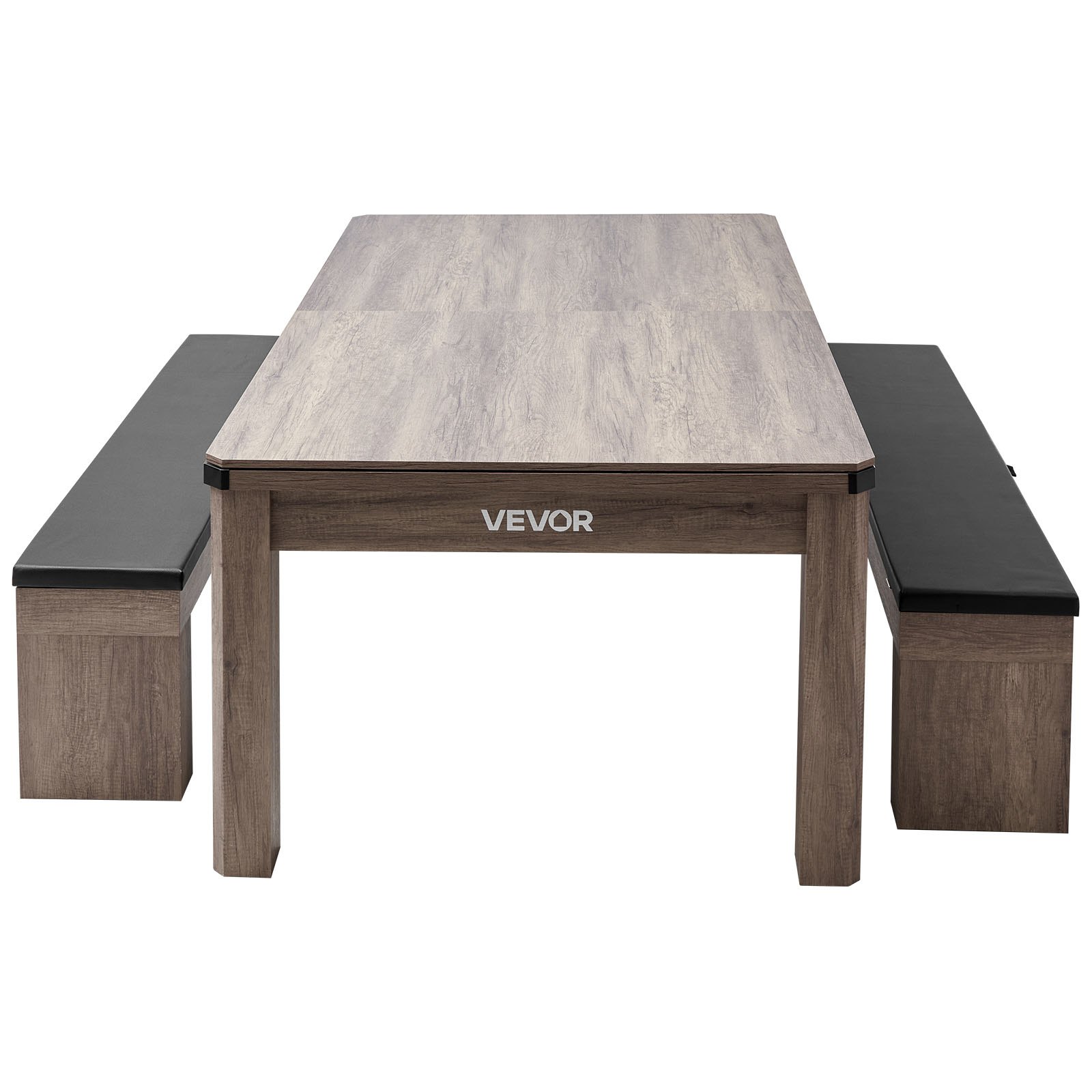 VEVOR 214 cm Billardtisch 3 in 1 für Tischspiele mit Essplatte & Tischtennisplatte, 2 Bänke zur Aufbewahrung und für Zubehör, 137 kg belastbar, inkl. Queue-Ständer & Kreidebürste