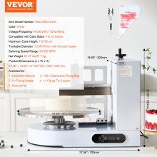 VEVOR Tortendekorationsmaschine Tortencreme-Verteilmaschine 10,16-40,64cm Weiß