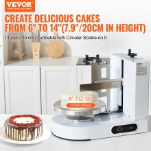 VEVOR Tortendekorationsmaschine Tortencreme-Verteilmaschine 15,24-35,56cm Weiß