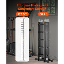 VEVOR Mehrzweckleiter, 7-in-1-Multifunktionsleiter, A-Rahmen, 5-Stufen-Teleskopleiter, Leitergerüst 5800 mm, verstellbare Hochleistungsleiter, 150 kg Tragkraft für den Außenbereich zu Hause