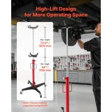 VEVOR hydraulischer Wagenheber Getriebeheber mit 500 kg Hubkapazität, Teleskop-Getriebeheber mit Pedal, 360°-Schwenkrad, 112-187 cm Hubhöhe, Hebezeug für Garage / Werkstatt Rot + Schwarz