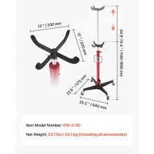 VEVOR hydraulischer Wagenheber Getriebeheber mit 500 kg Hubkapazität, Teleskop-Getriebeheber mit Pedal, 360°-Schwenkrad, 112-187 cm Hubhöhe, Hebezeug für Garage / Werkstatt Rot + Schwarz