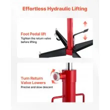 VEVOR hydraulischer Wagenheber Getriebeheber mit 500 kg Hubkapazität, Teleskop-Getriebeheber mit Pedal, 360°-Schwenkrad, 127-202 cm Hubhöhe, Hebezeug für Garage / Werkstatt Rot + Schwarz