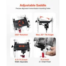 VEVOR hydraulischer Wagenheber Getriebeheber mit 500 kg Hubkapazität, Teleskop-Getriebeheber mit Pedal, 360°-Schwenkrad, 127-202 cm Hubhöhe, Hebezeug für Garage / Werkstatt Rot + Schwarz