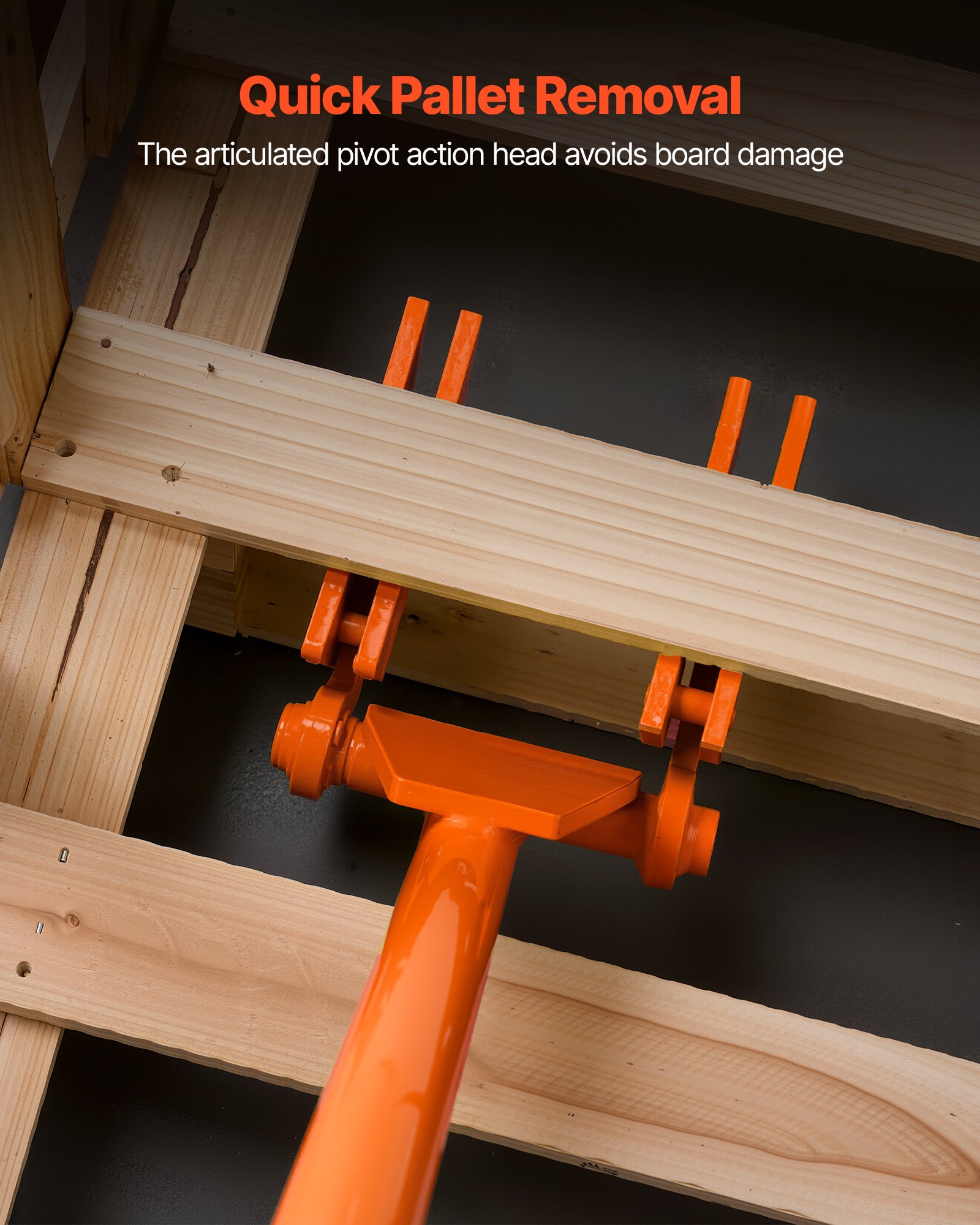 VEVOR Palettenbrecher 1120 mm, Palettenheber 907 kg, Paletten-Buster mit neigbaren Paletten, Handschuhen & Nagelzieher für Aufhebeln von Bodenbelägen, Rahmen, Dächern, Abdeckung & Gipskartonplatten