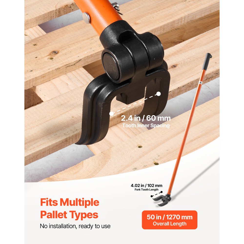 VEVOR Pallet Buster Tool, 1.1 m Carbon Steel Handle Wrecking Pry Bar, 907 kg Weight Capacity, Heavy Duty Deck Board Removal Tool, Breaker Bar for Flooring, Framing, Roofing, Trim, Drywall