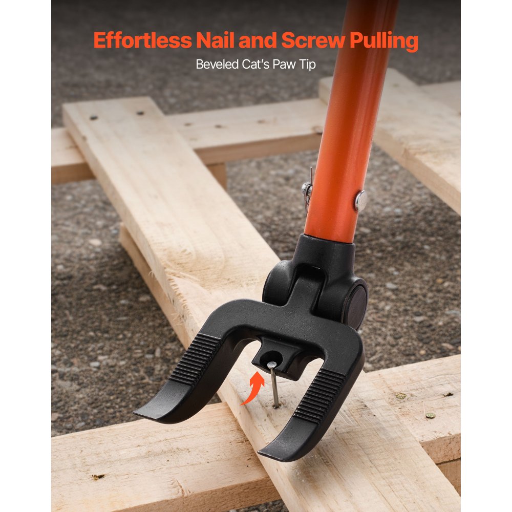 VEVOR Pallet Buster Tool, 1.1 m Carbon Steel Handle Wrecking Pry Bar, 907 kg Weight Capacity, Heavy Duty Deck Board Removal Tool, Breaker Bar for Flooring, Framing, Roofing, Trim, Drywall