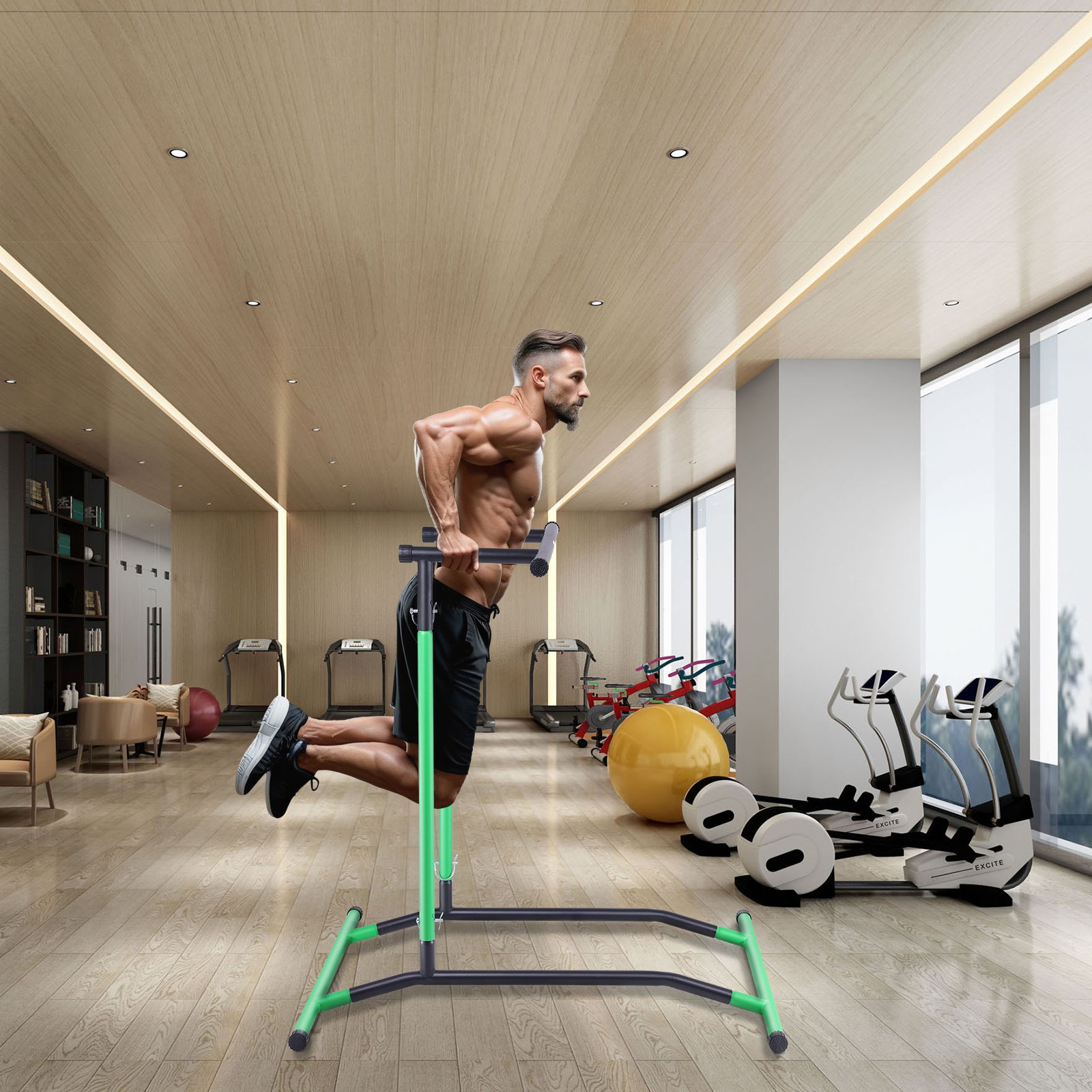 VEVOR Power Tower Dip-Station, Höhenverstellbarer Klimmzugstangenständer mit 2 Ebenen, Multifunktionales Krafttrainingsgerät, Fitness-Dip-Bar-Station für Heim-Fitnessstudio, 100 kg Gewichtskapazität