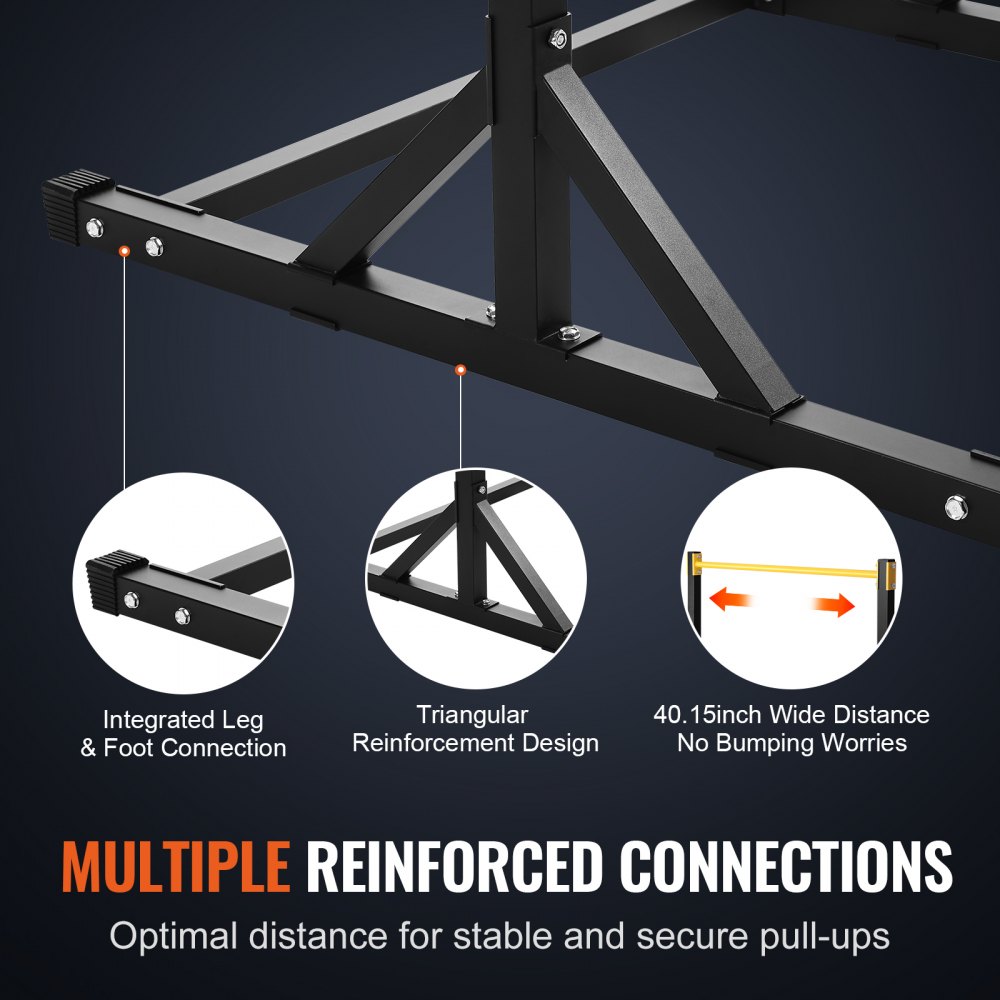 VEVOR Power Tower Dip-Station, 8-stufig Höhenverstellbarer Klimmzugstangenständer, Multifunktionales Krafttrainingsgerät, Fitness-Dip-Bar-Station für das Heim-Fitnessstudio, Gewichtskapazität 140 kg