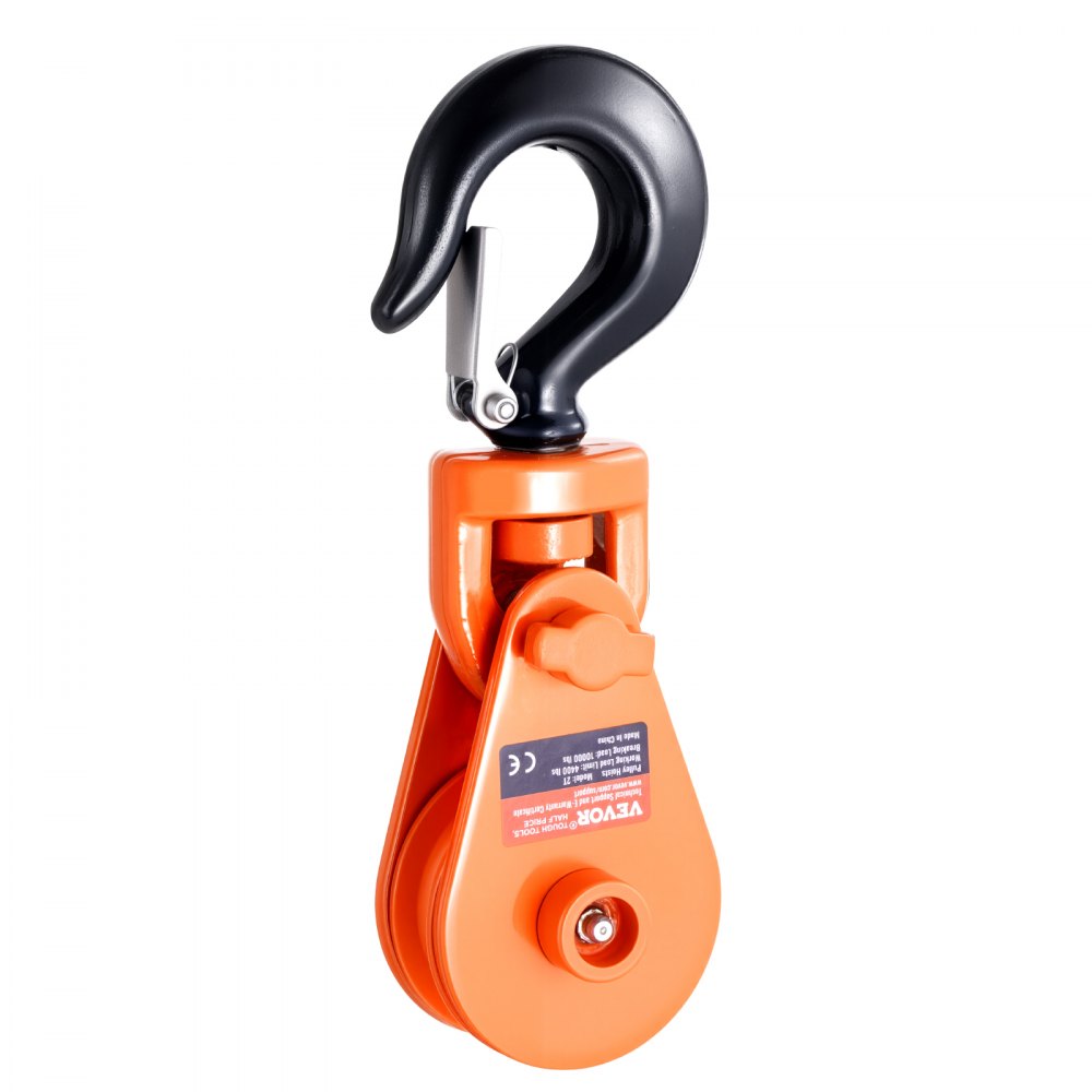 VEVOR 2 T pulley with swivel hook, forestry winch, 3/8 inch wire rope, heavy-duty cable winch, block and tackle for towing and recovery operations on tow trucks, car transport winches