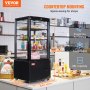 VEVOR Kühlvitrine Kühlschrankvitrine Gebäckvitrine Bäckereivitrine 85 L, 3-stufiger kommerzieller Kühlvitrinenschrank mit LED-Beleuchtung & TURBO-Kühlung & frostfreie Luftkühlung für Café