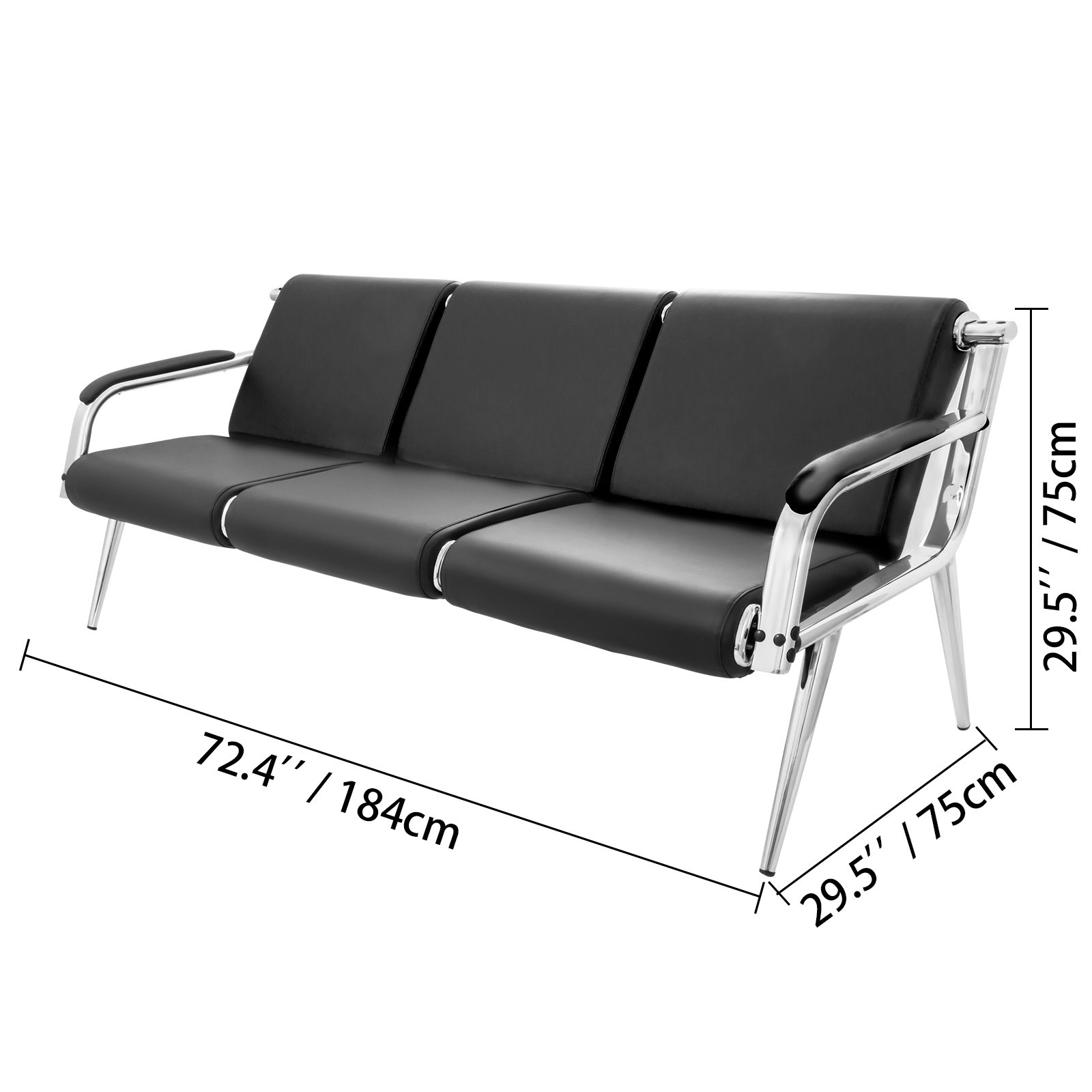 Wartezimmerbank Sitzbank Wartezimmer 3-Sitz-Wartebank + 2 Stühle aus PU Leder