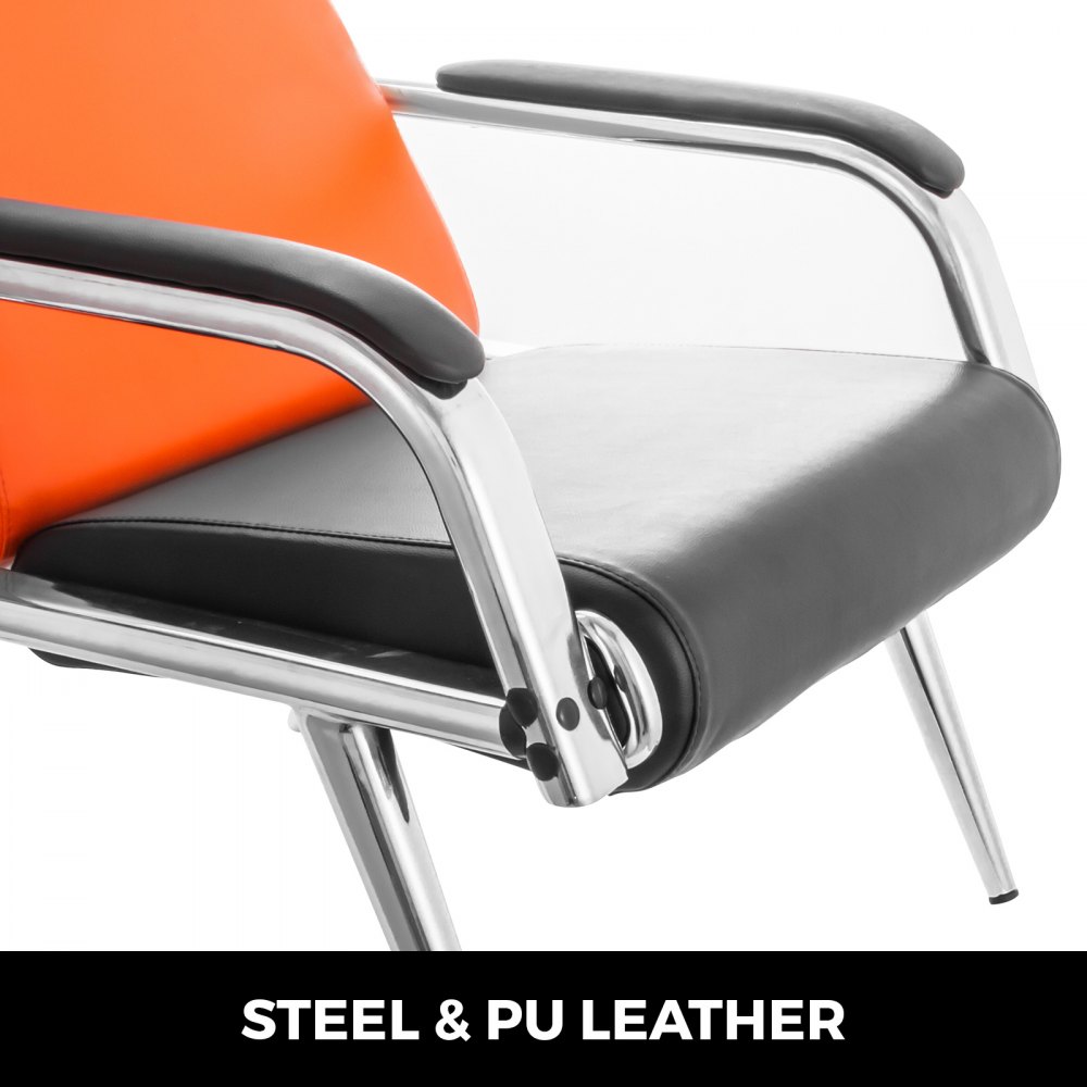 Wartezimmerbank Sitzbank Wartezimmer 3-Sitz-Wartebank + 2 Stühle aus PU Leder schwarz und orange
