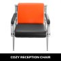 Wartezimmerbank Sitzbank Wartezimmer 3-Sitz-Wartebank + 2 Stühle aus PU Leder schwarz und orange