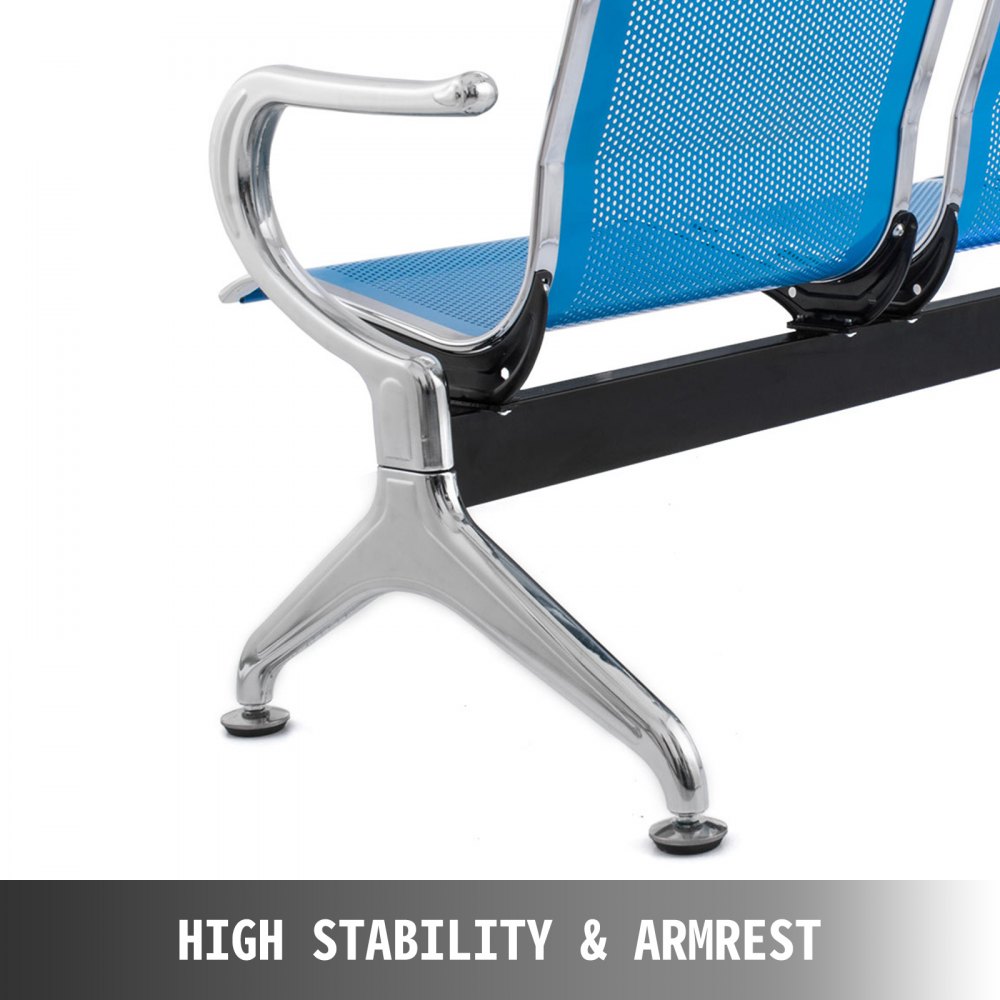 3-Sitzer Wartezimmer Stuhl Flughafen Büro Rezeption Salon Bank blaue Möbel