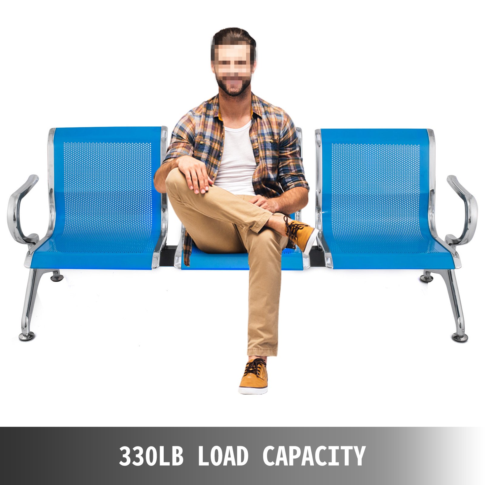 3-Sitzer Wartezimmer Stuhl Flughafen Büro Rezeption Salon Bank blaue Möbel