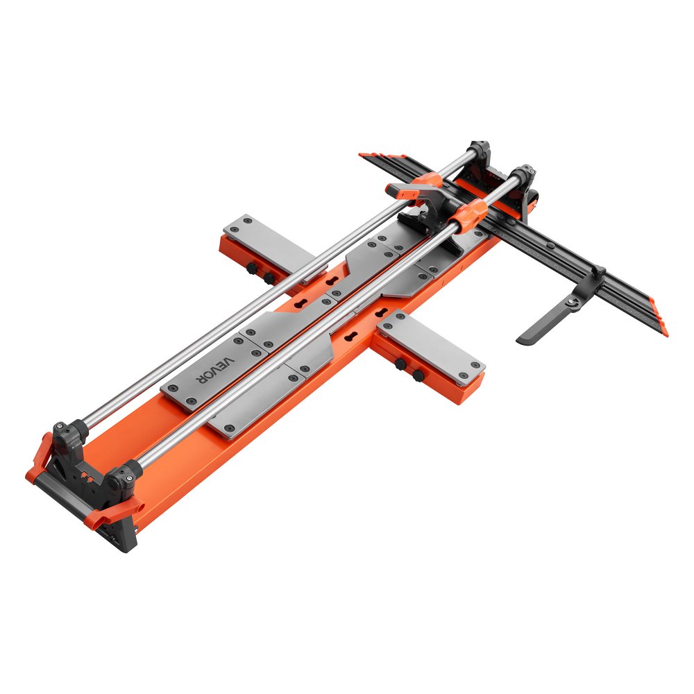 VEVOR Fliesenschneider 1200 mm, Fliesenschneidmaschine mit Verschiebbarem Schneidkopf & Federbelasteter Basis, Winkelanschlag, Wolframkarbid-Trennscheibe, Ausrichthilfe, für Keramikfliesen