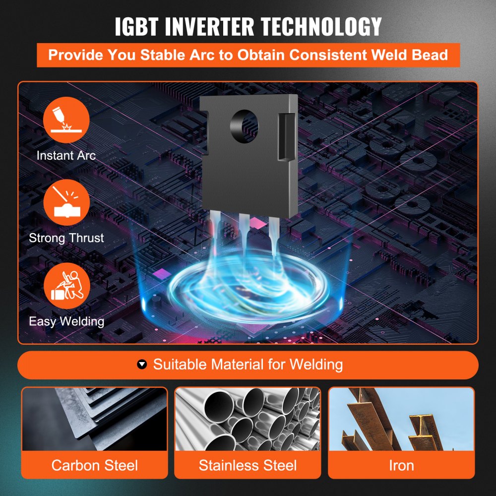 VEVOR MIG/MMA/LIFT TIG 3 in 1 Schweißgerät 50–160A Fülldrahtschweißen(0,8 mm & 1 mm) IGBT-Technologie 2,2–12m/min Drahtgeschwindigkeit 5,6 kVA Nenneingangsleistung IP21S Schutzart
