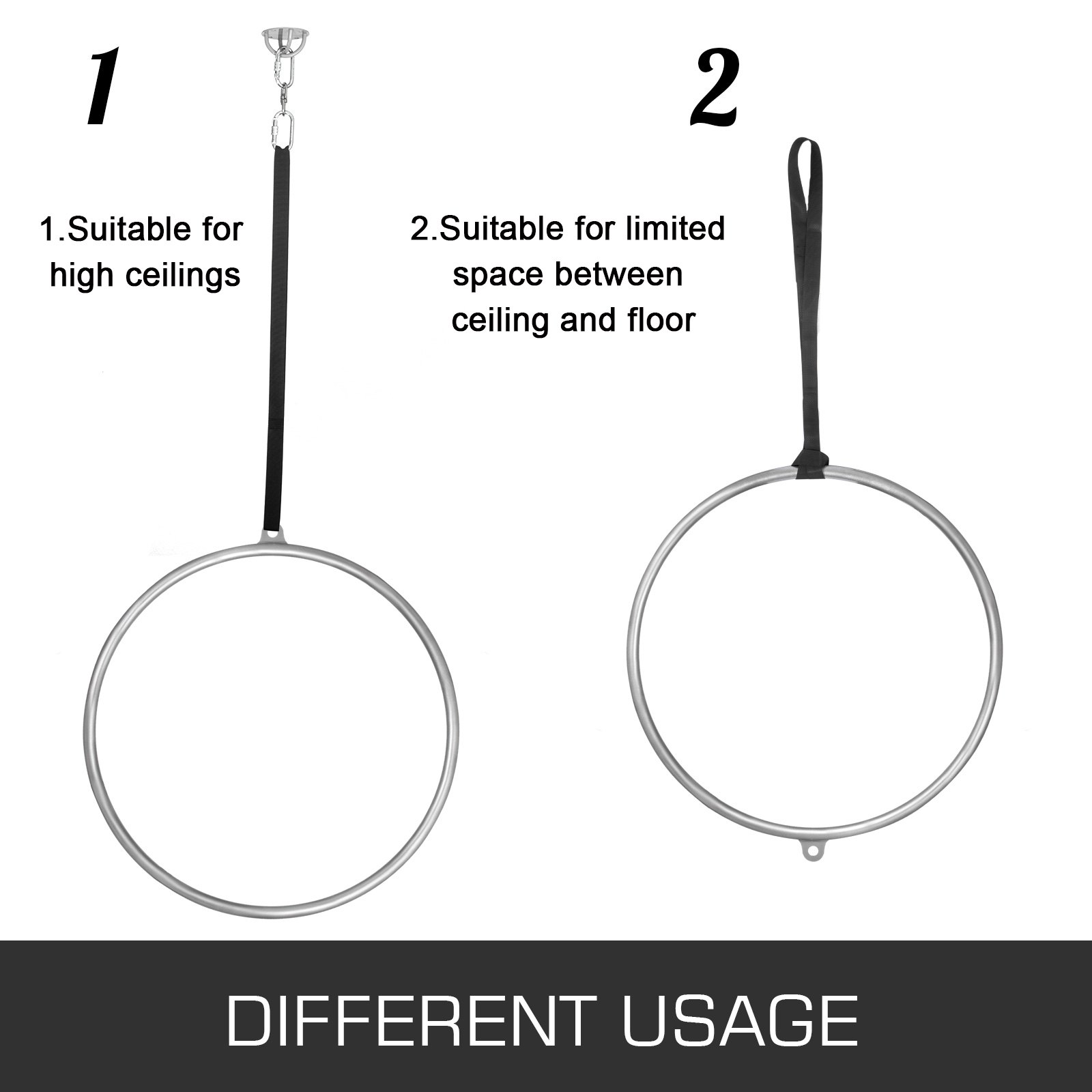 VEVOR 85cm Einzel Aerial Hoop Yoga Ringen Lyra Hoop Circus Equipments Aerial Set Zirkusluftausrüstung Yoga Hoop Edelstahl Aerial Ring Set