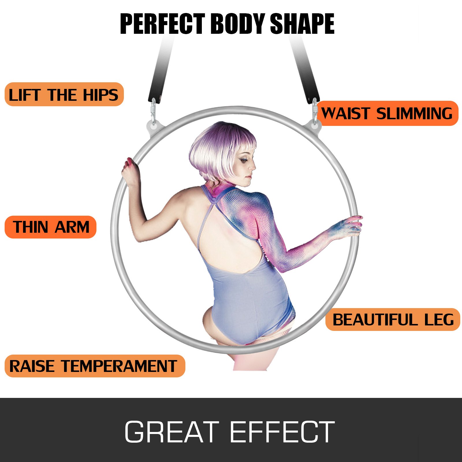 VEVOR 95cm Doppelten Aerial Hoop Yoga Ringen Lyra Hoop Circus Equipments Aerial Set Zirkusluftausrüstung Yoga Hoop Edelstahl Aerial Ring Set