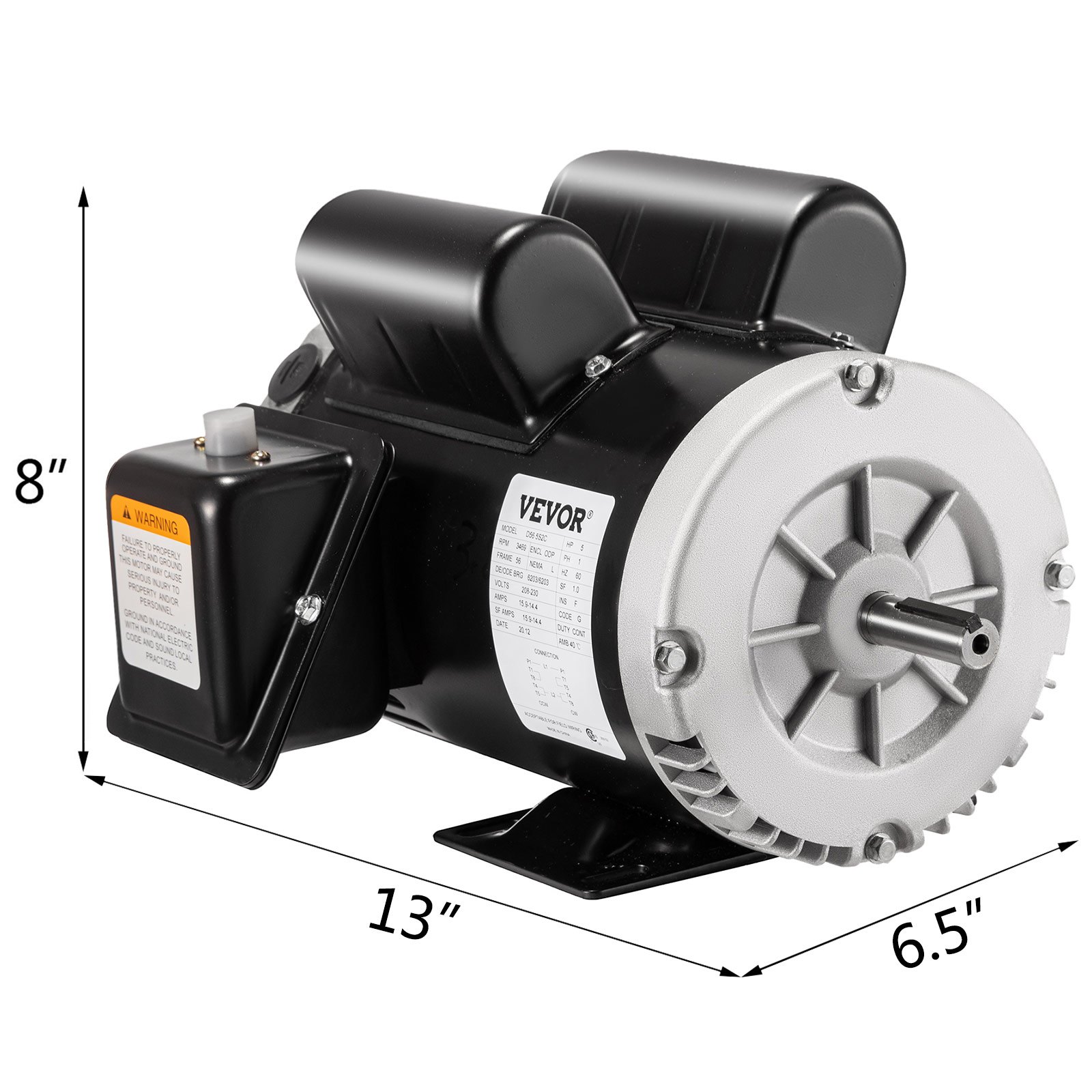Vevor Drehstrommotor Elektromotor 3,1 Kw 208-230v 56 Rahmen 5ps Spl 3450 U/min