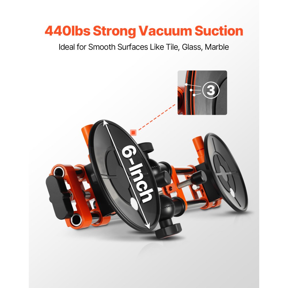 VEVOR Nahtsetzer, 2er-Pack Granit-Nahtverbinder mit 152 mm Vakuum-Saugnäpfen, Steinsetzer zum Verbinden & Nivellieren von Fugen, 90°-120° verstellbar, Ideal für Fliesen- & Marmorplatten