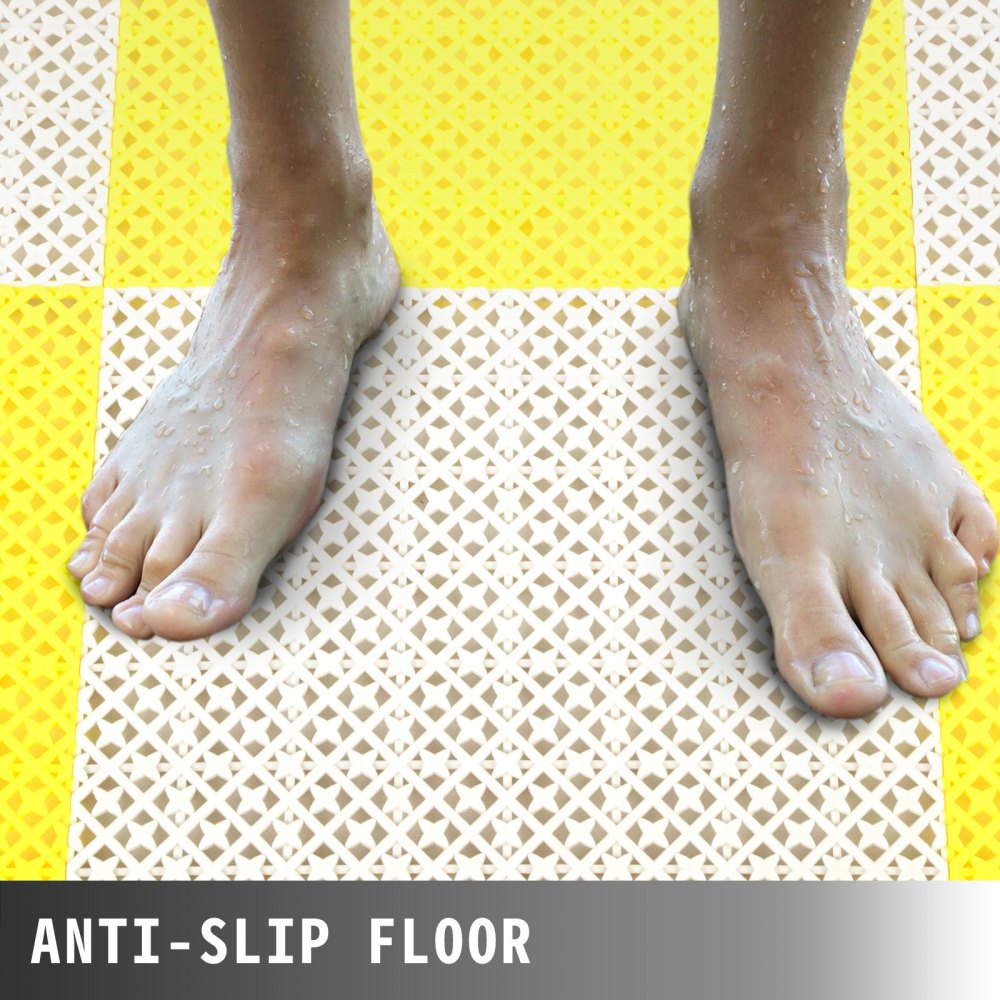 VEVOR Ineinandergreifende Fußmatten Rasenwegeschutz Spleißen Bodenfliesen 11,8x11,8x0,5 Zoll 25 Stück gelb