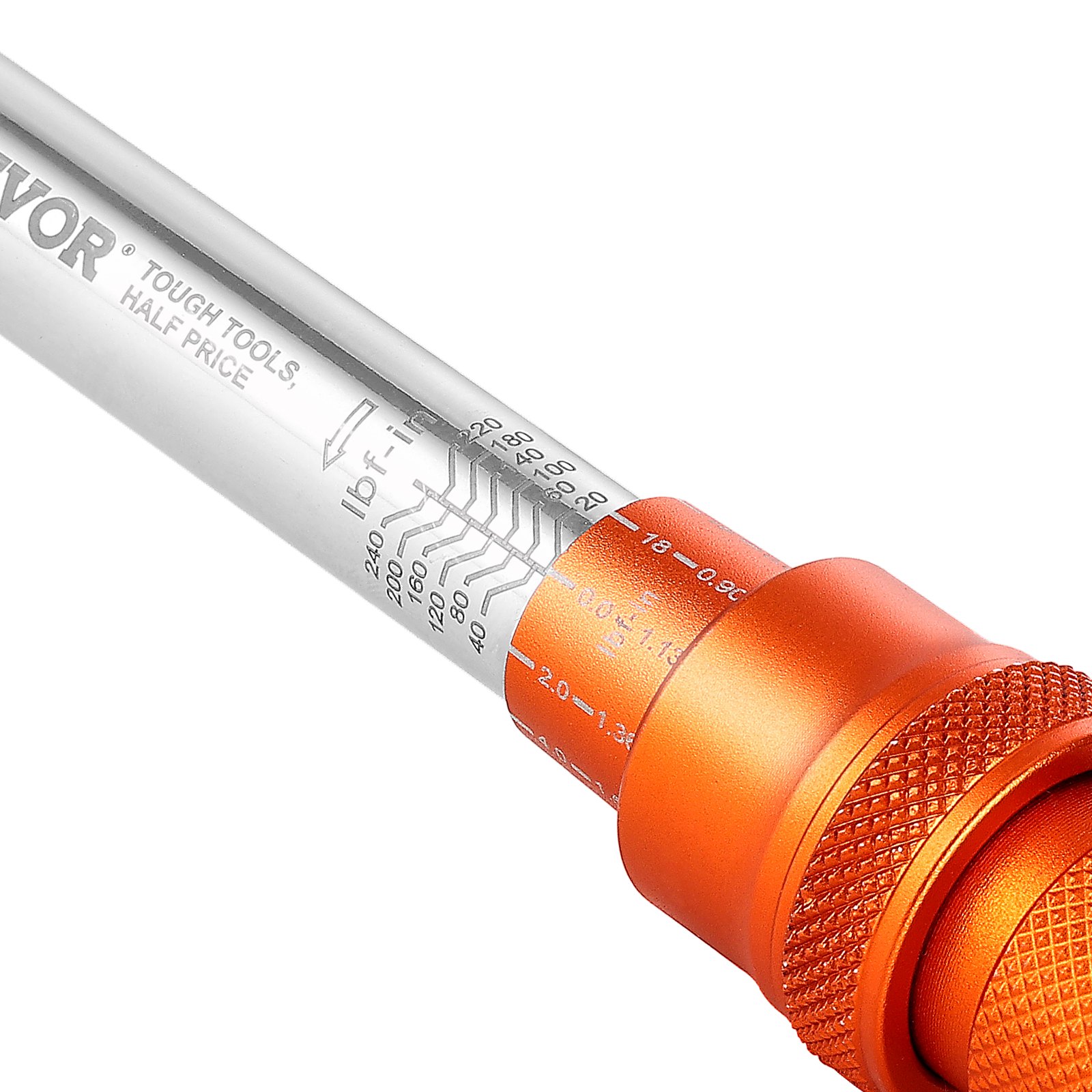 VEVOR Click Torque Wrench with 1/4 Inch Drive 2.3-27.1 Nm, Two-Way Torque Wrench with Extension Rods & Drill, 72 Teeth ±3% High Precision for Car Repair Orange