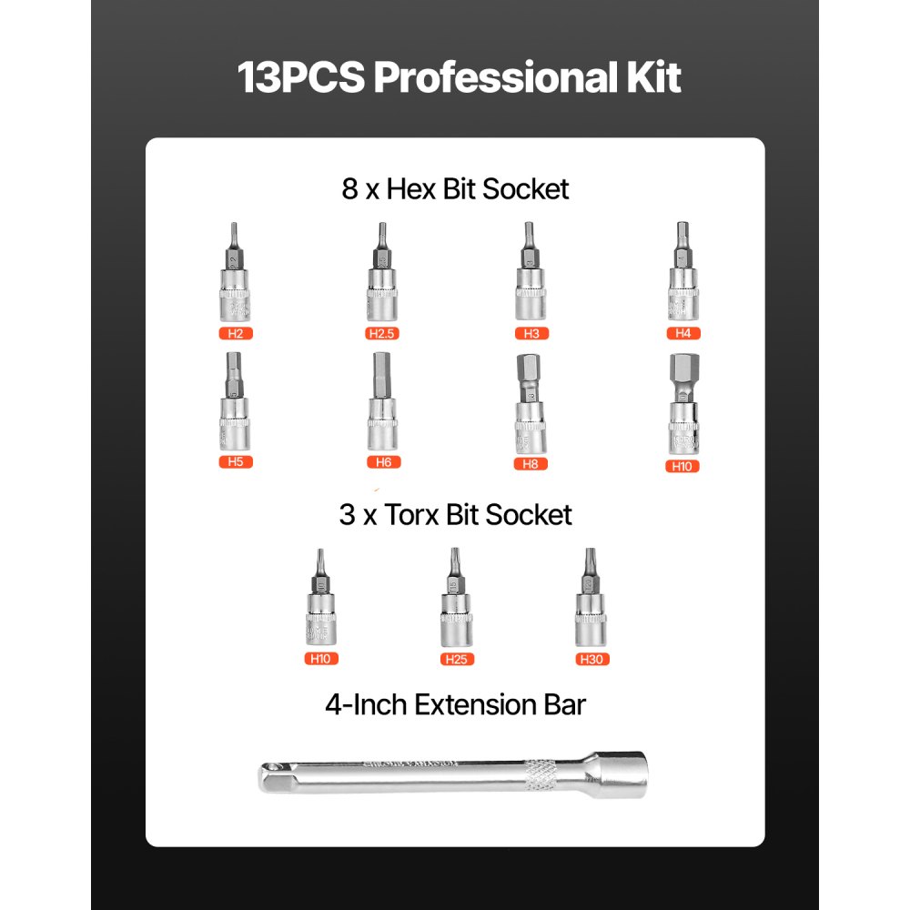 VEVOR Klick-Drehmomentschlüssel mit 1/4 Zoll Antrieb 2,3–22,6 N.m, Zweiwege-Drehmomentschlüssel-Set mit Zweibereichsskalen, 72 Zähne ±3 % hohe Präzision legierter Stahl für Autoreparatur