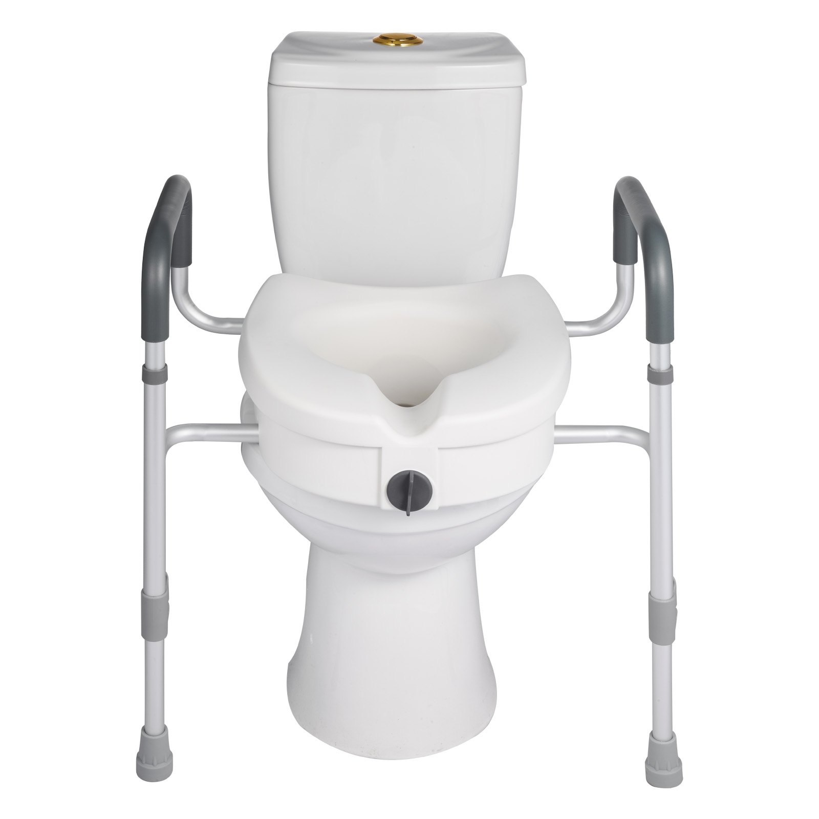 VEVOR Toilettensitzerhöhung Toilettenerhöhung mit Armlehnen & 159 kg Tragkraft & 127 mm Hubhöhe & Aluminiumrahmen, erhöhter Toilettensitz für ältere Menschen Senioren Behinderte Erwachsene
