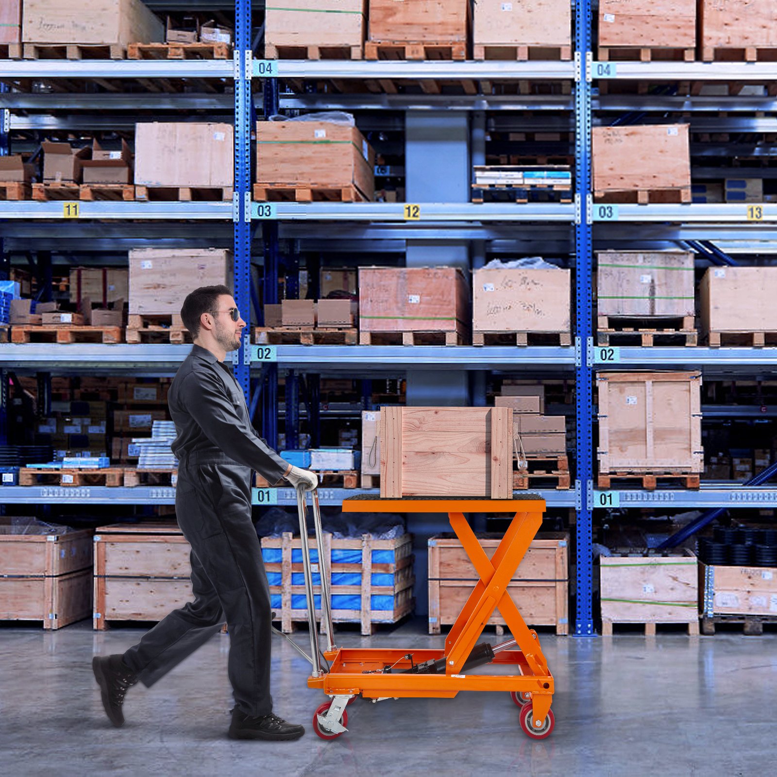 VEVOR Scherenhubtisch hydraulisch 500 kg Tragfähigkeit Hubtischwagen  285–900 mm Hubbereich Hubtisch Werkstatt 815 x 505 mm Plattform Scherenhubwagen Einzelschere für Fabriken Lagerhäuser Supermärkte