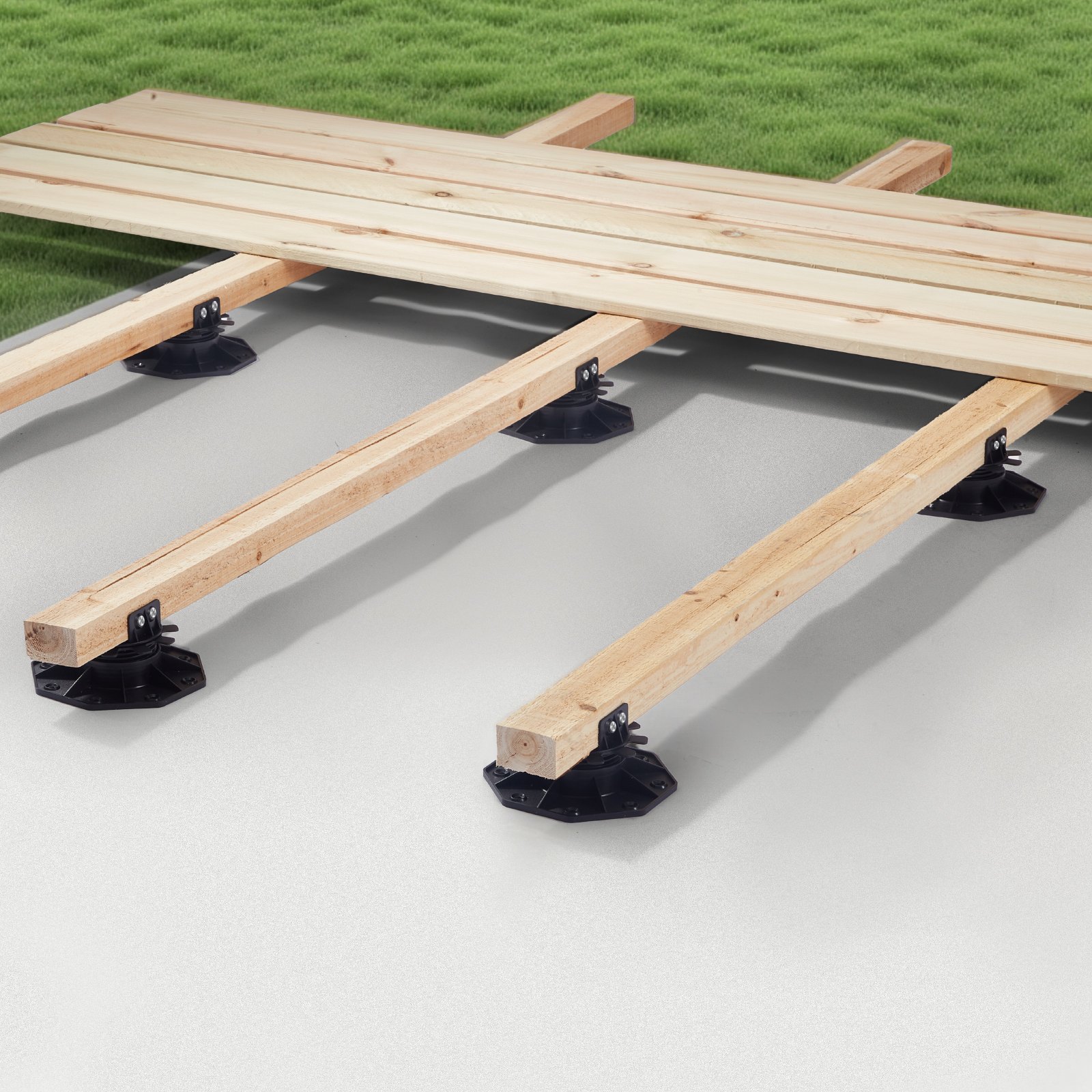 VEVOR Stelzlager Höhenverstellbar von 30 bis 60 mm, 12 Stück Terrassenlager, Tragkraft 907,18 kg, Stellfuß, Kunststoff-Sockelpflaster, Plattenlager, Balkenlager für Holz, Beton, Metall