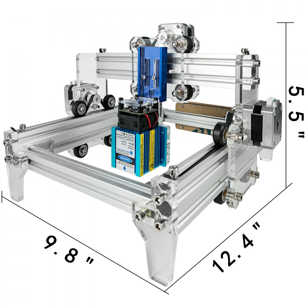 VEVOR Gravur Laser 15 W, Laser Graviermaschine, DIY Präzisionsgravur Schneiden 19 x 13 cm, Graviergeschwindigkeit 0,02-0,2 s/Pixel, Aluminiumlegierung, GRBL Steuerung, Fräsmaschine Gravurmaschine