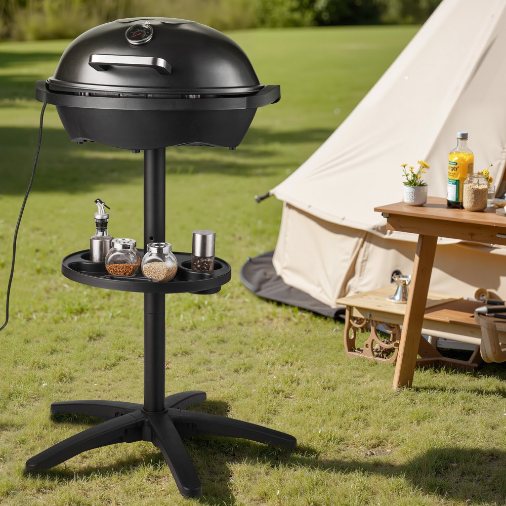 VEVOR Elektrogrill 2400W, 2-in-1 Standgrill Tischgrill, Partygrill mit einstellbarer Temperatur von 50°C bis 350°C und antihaftbeschichteter Keramikplatte für Grillpartys und Gartenpartys