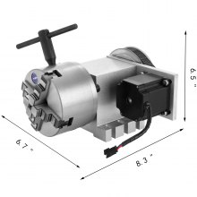 VEVOR CNC Router Rotary Axis mit 4-Backenfutter CNC Router Axis, Untersetzungsverhältnis 6: 1, Durchmesser der Abtriebswelle 30 mm Drehachse, Fräsmaschinenzubehör, für 2-Phasen-57-Schrittmotor