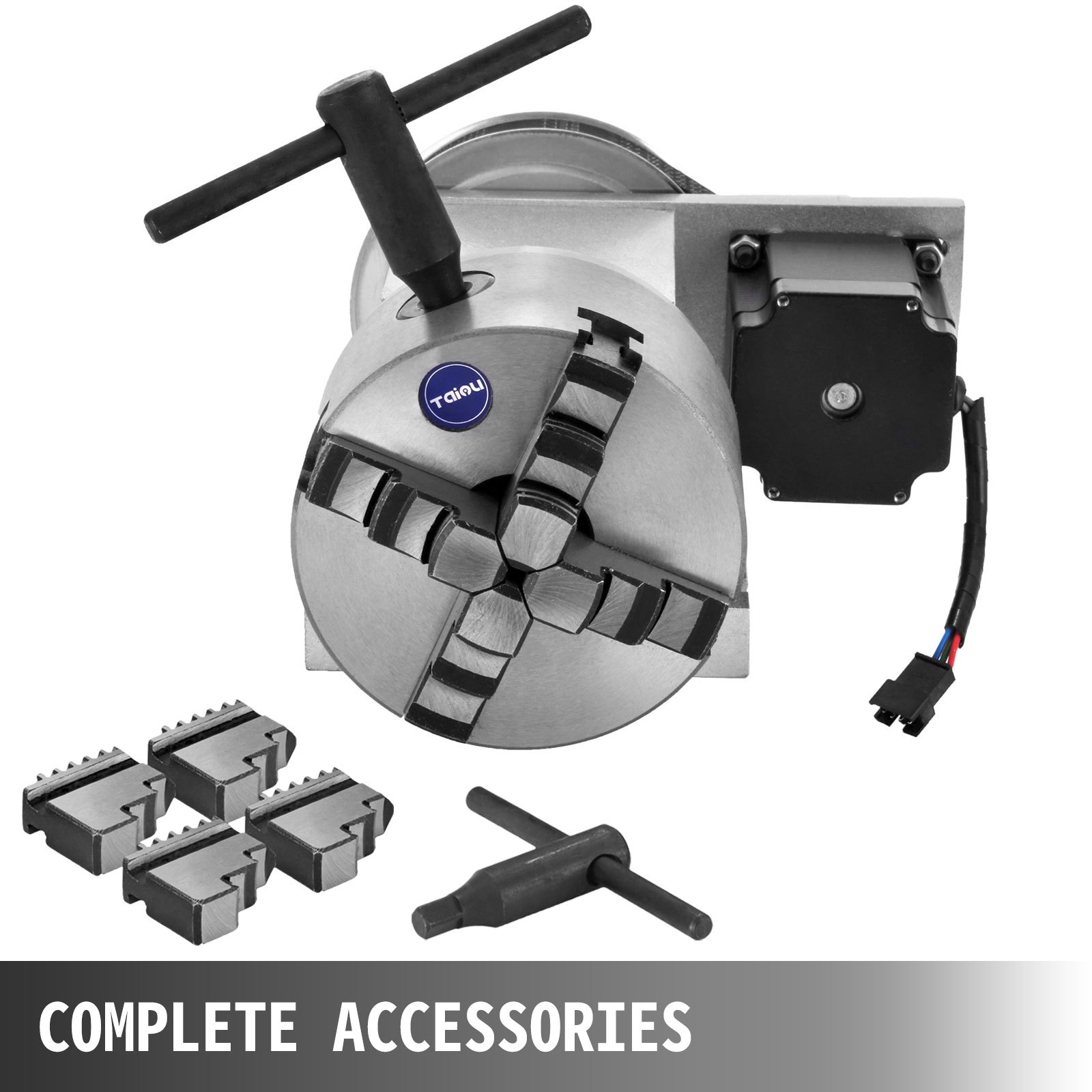 VEVOR CNC Router Rotary Axis mit 4-Backenfutter CNC Router Axis, Untersetzungsverhältnis 6: 1, Durchmesser der Abtriebswelle 30 mm Drehachse, Fräsmaschinenzubehör, für 2-Phasen-57-Schrittmotor