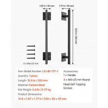 VEVOR Scheunentorgriff, 32 cm, Scheunentürgriff mit rostbeständiger Beschichtung, Schiebetür Griff aus Karbonstahl, Schrankgriff, Metall-Schiebetürgriffe für Garage, Schuppen, Schrank