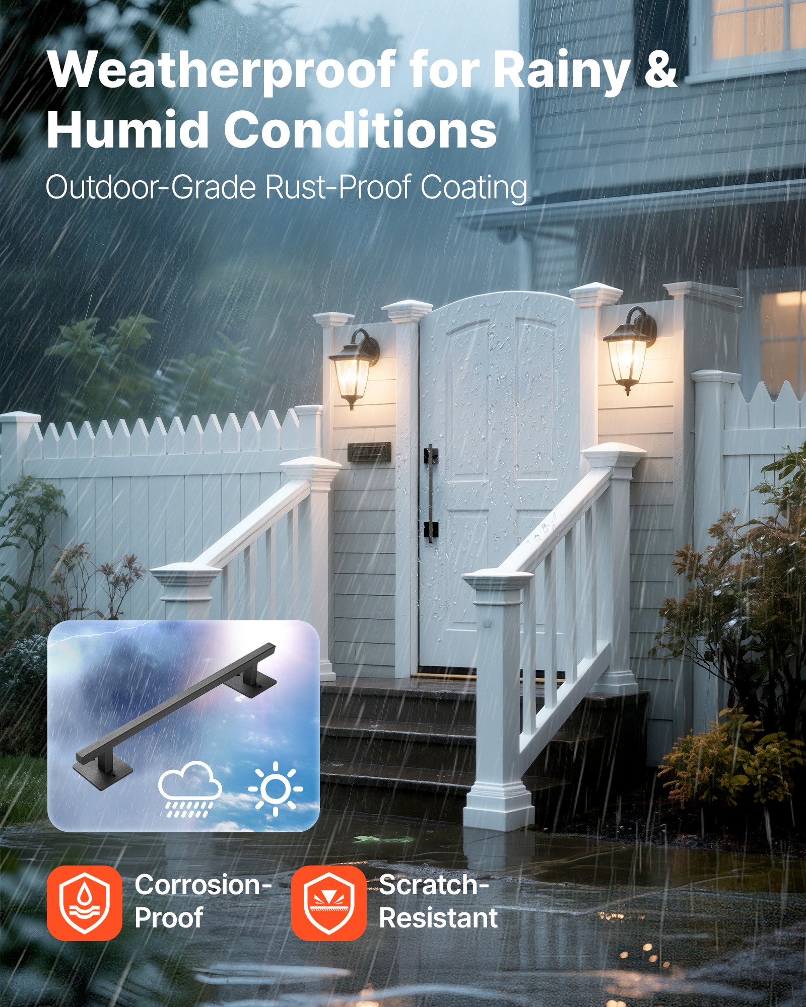 VEVOR Scheunentorgriff, 32 cm, Scheunentürgriff mit rostbeständiger Beschichtung, Schiebetür Griff aus Karbonstahl, Schrankgriff, Metall-Schiebetürgriffe für Garage, Schuppen, Schrank