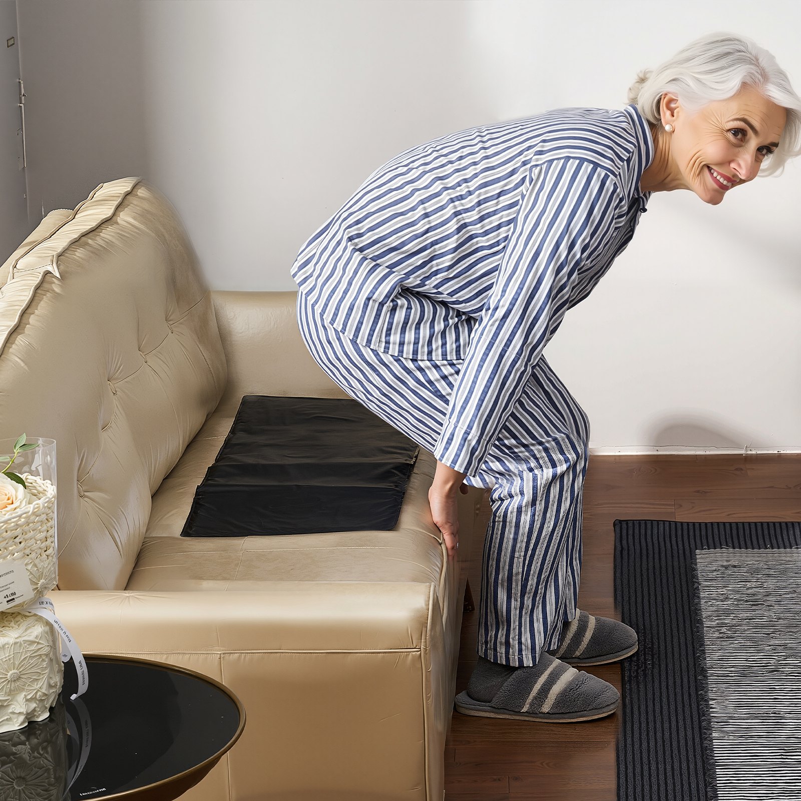 VEVOR Sensormatte, 355,6x762 mm großes Alarmtrittmatte, kabelloses Bettsensorpad mit Pager, Sicherheitsbettalarmen und Sturzpräventionspad für Zuhause, Krankenhaus, Rehabilitationszentrum