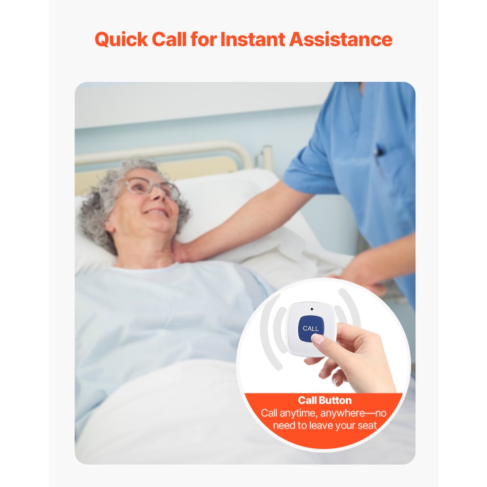 VEVOR Sensormatte, Alarmtrittmatte mit Ruftaste & Pager, Sicherheitsbettalarme vor dem Alarm & Sturzprävention für ältere Menschen, Demenzpatienten & Erwachsene (254x889 mm)