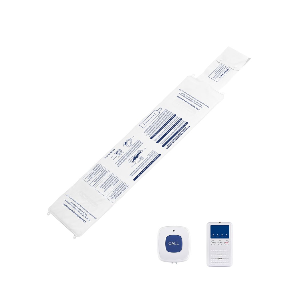 VEVOR Sensormatte, Alarmtrittmatte mit Ruftaste & Pager, Sicherheitsbettalarme vor dem Alarm & Sturzprävention für ältere Menschen, Demenzpatienten & Erwachsene (254x889 mm)