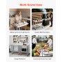 VEVOR Stainless Steel Table, 60 x 76 cm Food Prep Worktable with Wheels, Kitchen Prep Table with Adjustable Undershelf Workstations for Commercial Kitchen, Restaurant, Hotel and Garage, Outdoor