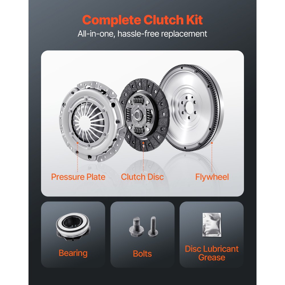 VEVOR Clutch Kit with Flywheel, Heavy Duty OEM Clutch Kit, OEM Replacement Transmission Clutch Kit Compatible with 2003-2010 Audi A3 (8P1), 2008-2009 A3 Convertible (8P7), 2004-2010 A3 Sportback (8PA)