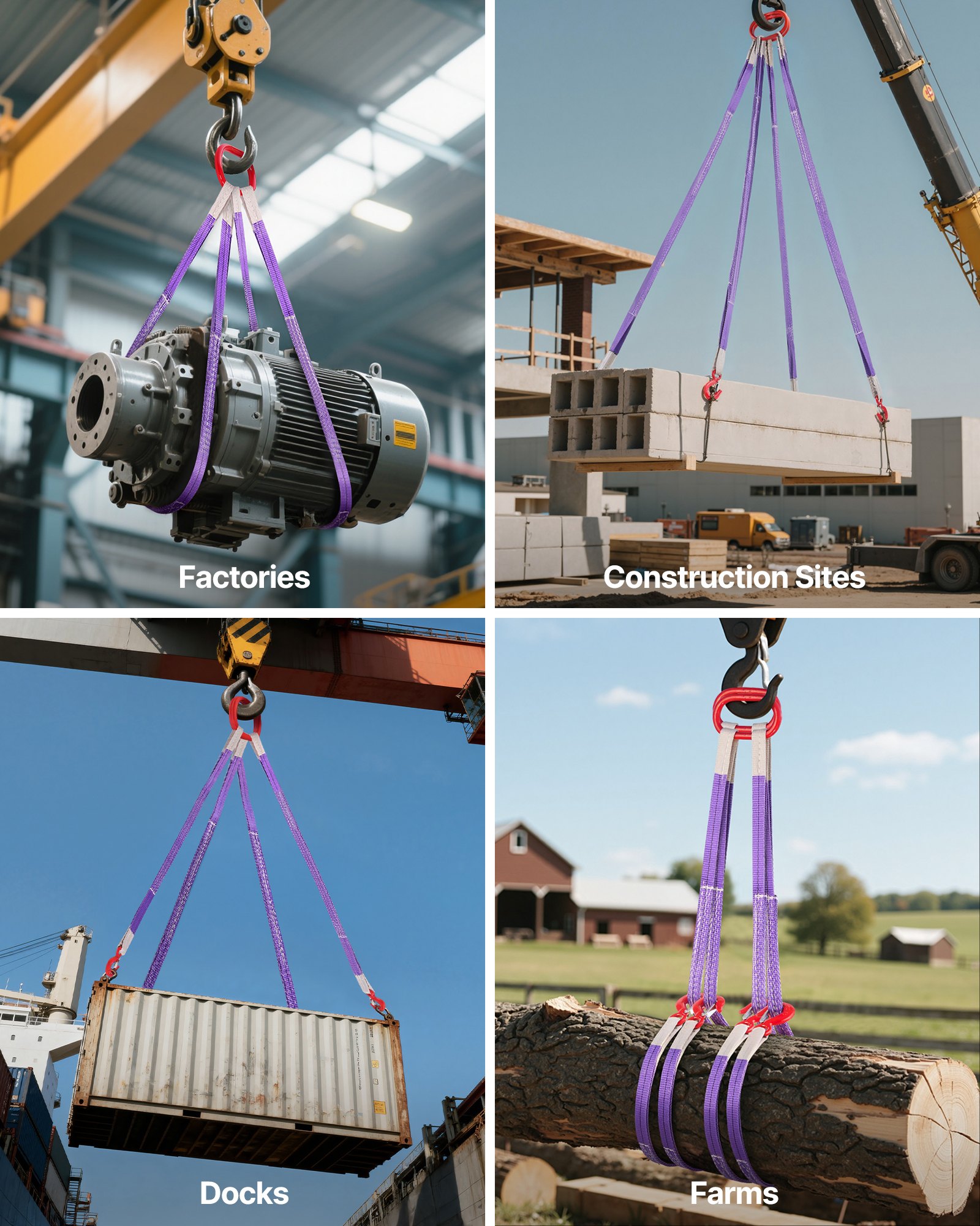 VEVOR Hebegurte, 2 Stück zweibeinige Polyester-Zaumschlinge mit Haken, 2 T, 1,5 m langer Hochleistungs-Takelagegurt, verdickte & verschleißfeste Gurtschlingen für Motoren, Kräne, Hebezeuge, LKW