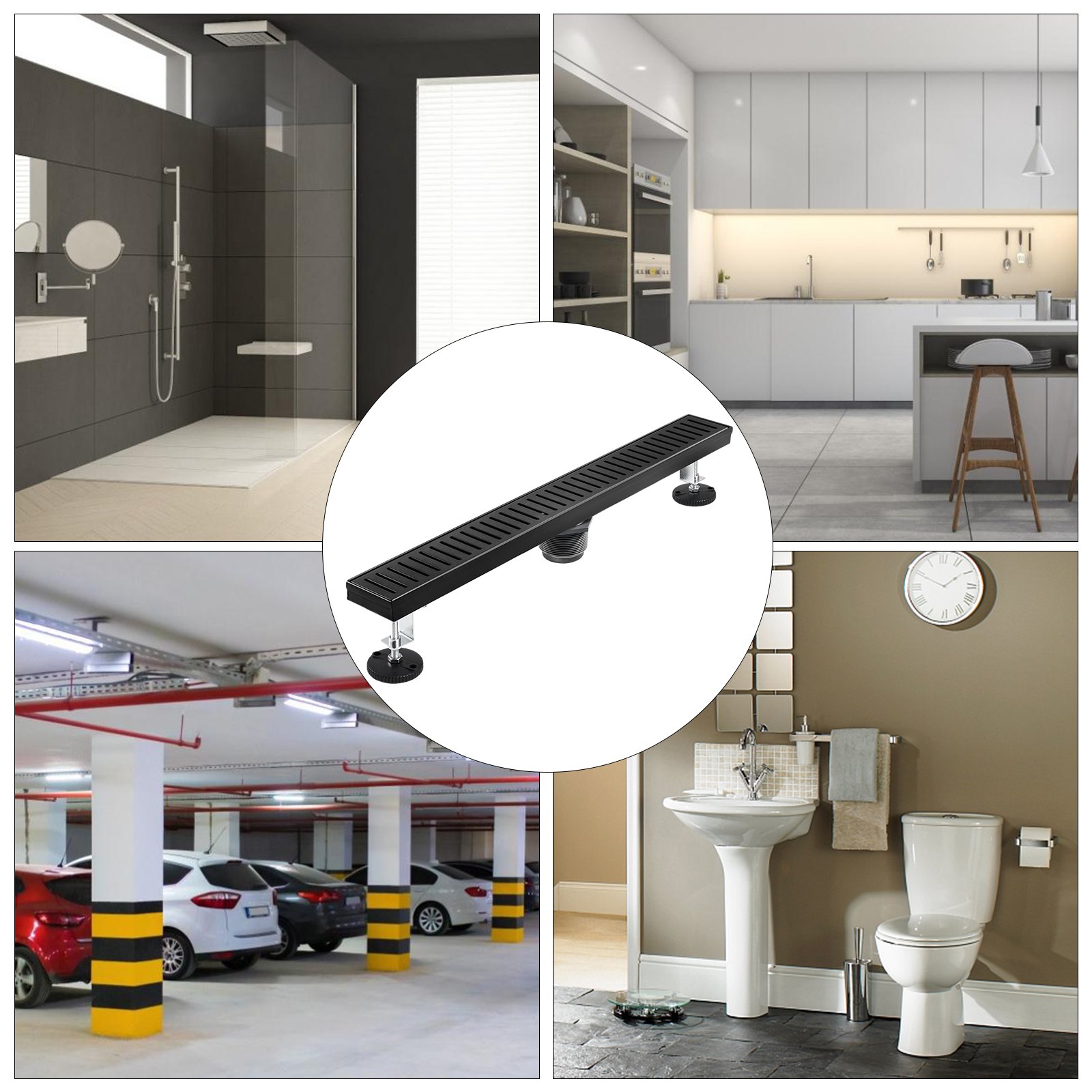 Vevor Duschrinne Ablaufrinne Bodenablauf 61x7 Cm Edelstahl 30 L/min Duschrinne