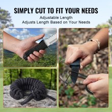 VEVOR 3/8 Zoll Bungee-Seil, 120 ft/36 m Spule, strapazierfähige Bungee-Gurte, 100 % dehnbares elastisches Bungee-Seil für Fracht, Planen, Camping, Kajakdeck und Basteln, schwarz