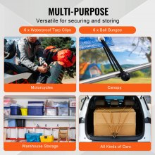 VEVOR 30-teiliges Bungee-Seile-Sortiment, 8 mm robuste Bungee-Gurte mit A3-Stahlkarabinern, inkl. 10", 18", 24", 36", 48", 60", 72", tragbare Aufbewahrungstasche, 6 Clips und Baldachin-Binder